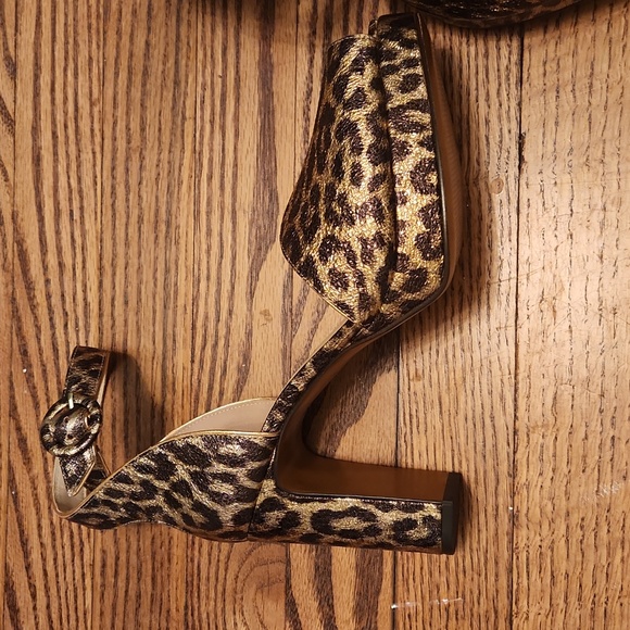 Kate Spade Metalic Copper Animal Print Block Heel Shoes NEW 9.5 - Picture 4 of 12